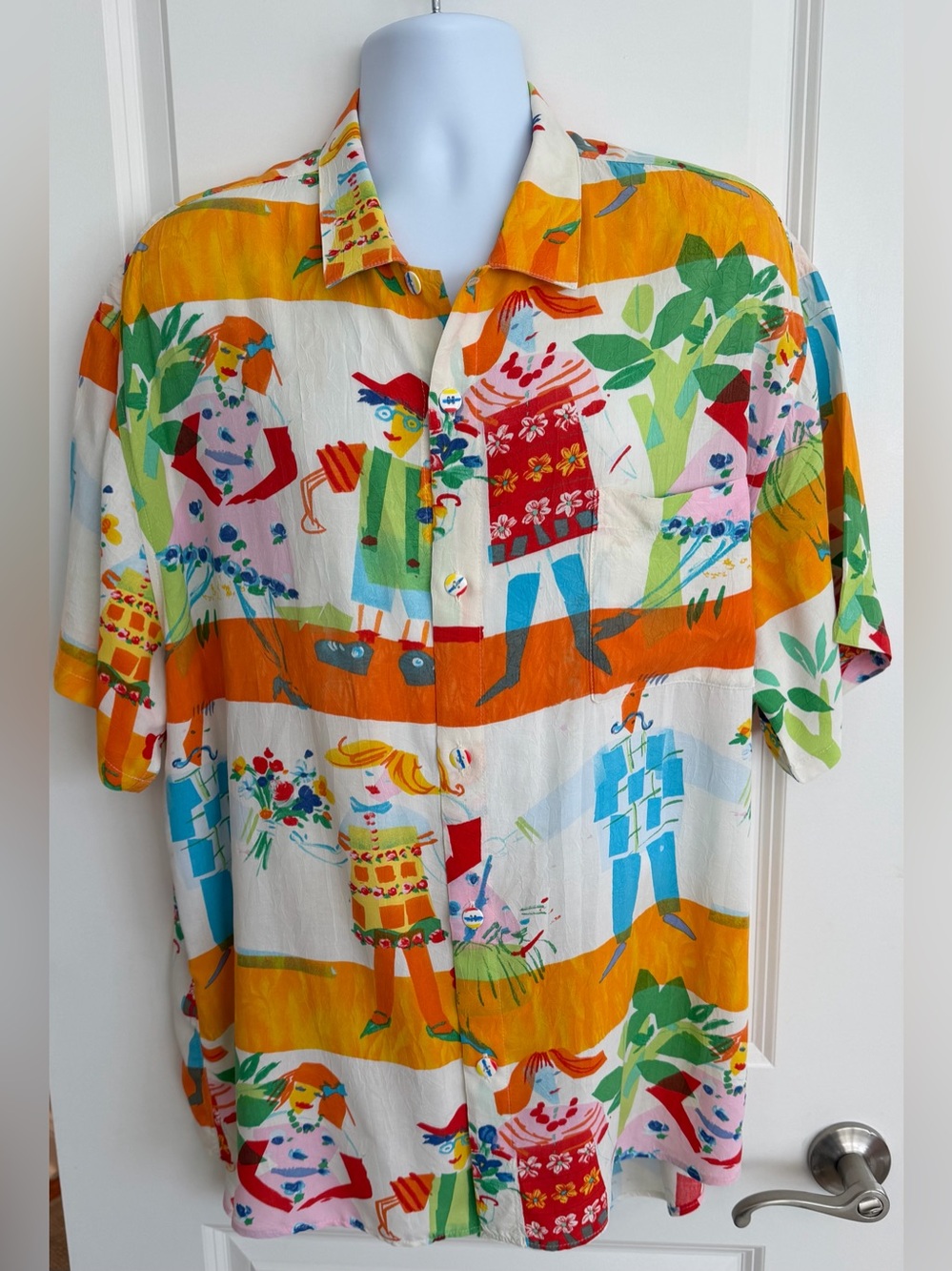 RARE Jams World Hawaiian Aloha Men’s Short Sleeve Shirt, XL, “Flora Dora” EUC